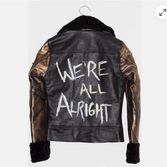 Custom Leather Jacket Straight To Hell | JMR Leather Sherpa Hand Painted - Picture 2 of 9